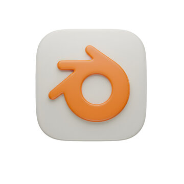 3d rendered blender logo icon with rounded corners and soft shadows on transparent background
