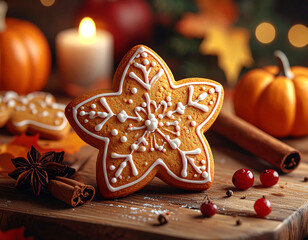 gingerbread cookie with icing, generated image