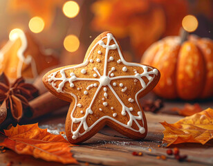 gingerbread cookie with icing, generated image