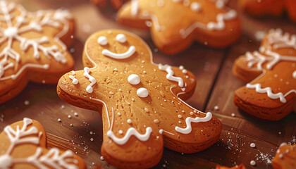 gingerbread cookie with icing, generated image