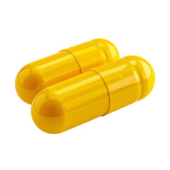 Two glossy, yellow, cylindrical pills sit against a black background, slightly overlapping