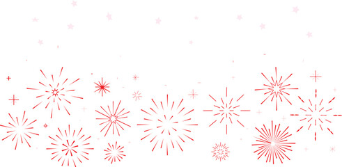 Minimalist red fireworks design forms a festive border element perfect for celebration announcements and greeting cards.