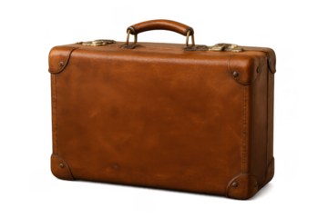 Vintage brown leather suitcase representing travel and adventure