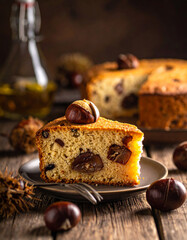 Chestnut cake slice, Generated image