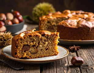 Chestnut cake slice, Generated image