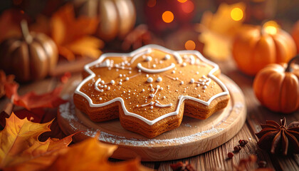 gingerbread cookie with icing, generated image