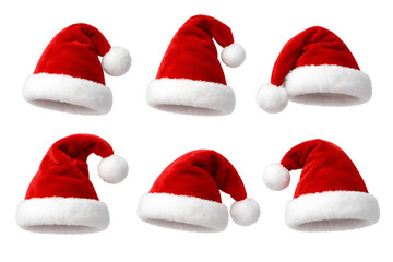 Santa Claus Hats Isolated on White Background
