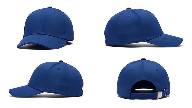 Blue baseball cap from multiple angles illustration