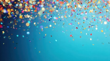 Colorful confetti in motion on blurred backdrop, suitable for dynamic backgrounds, fun presentations, or lively digital compositions.