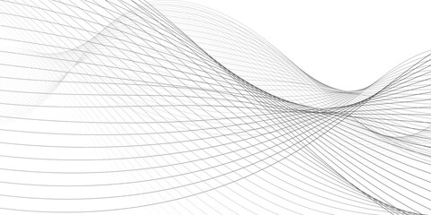 White wave curve lines banner background design. Abstract soft wave lines dynamic flowing gray light isolated background. Vector Illustration of the gray pattern of lines. Black stripes on white .