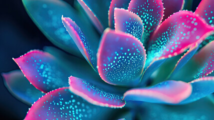 Bioluminescent Sea Flora in Holographic Teal and Pink Light