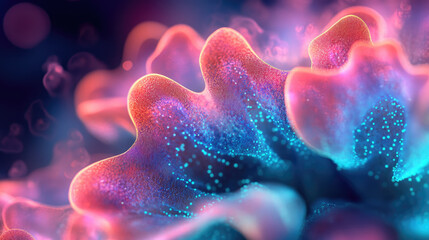 Teal and Pink Marine Bloom in Hyperreal Glowwave Style