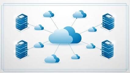Cloud Computing Network Diagram with Servers and Data Centers.
