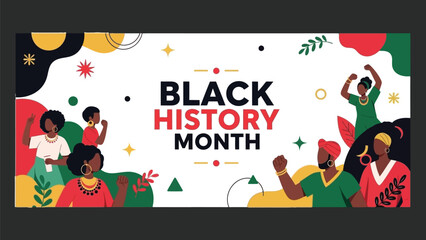 Fototapeta premium Black history month celebration banner with bold typography
