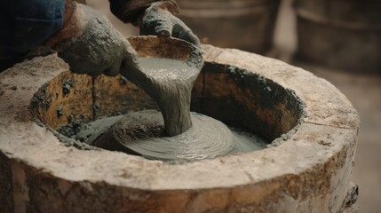 Medium shot capturing the use of biobased mold materials and natural binders in a sustainable foundry to promote environmentally friendly metal casting processes.