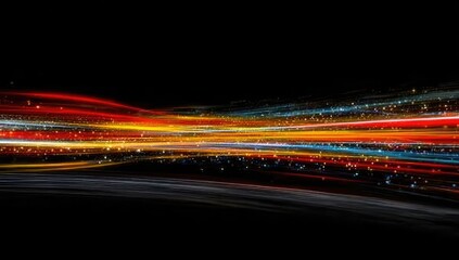 Abstract, vibrant streaks of light against a dark background