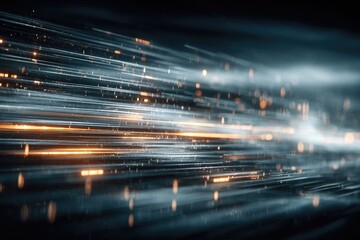 Abstract digital network of light streaks