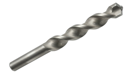 Metal masonry drill bit with SDS tip isolated on transparent background