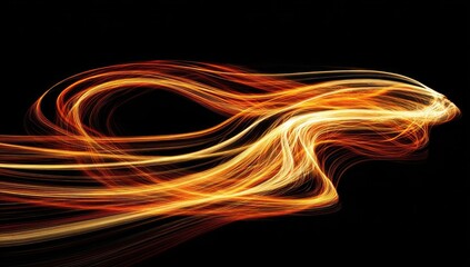 Abstract fiery, swirling lines against black