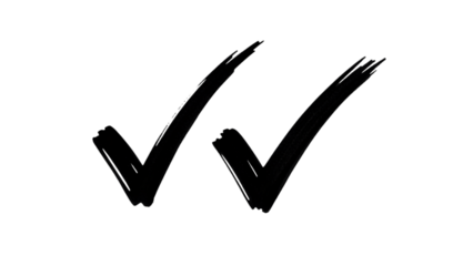 Hand Drawn Double Check Mark Isolated on Transparent Background
