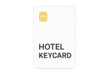 White hotel keycard with chip for electronic access