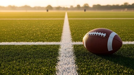 American Football Standing at Midfield on Stadium Turf image photo