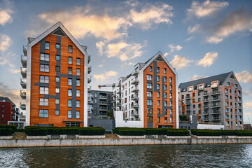 New block houses construction. Residential house development