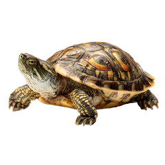 Fototapeta premium Turtle isolated on a white background walking slowly