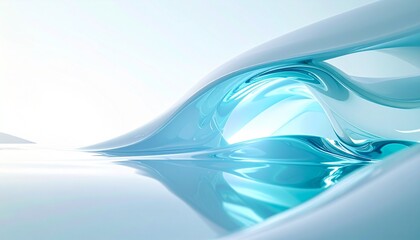 Abstract hydrogen energy concept, liquid-like light motion, cool white and cyan tones, clean minimal background, advanced eco-technology feel.