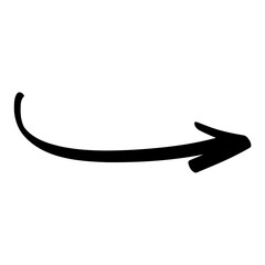 Black curved arrow pointing right, hand-drawn style, for directional or progress indication