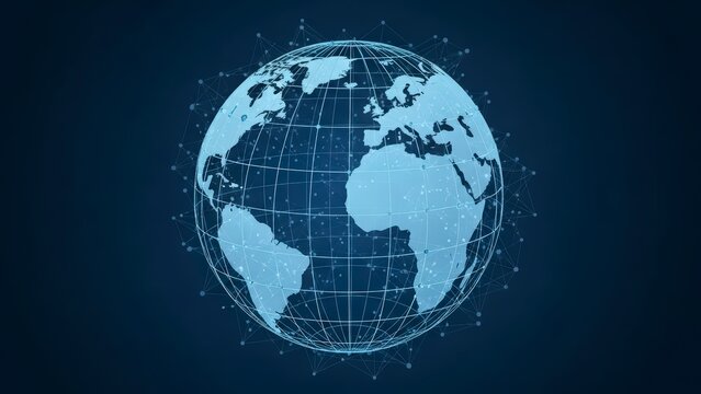 Digital Earth Globe Hologram with Grid and Data Points. - Powered by Adobe