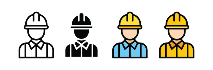 Construction worker icon set isolated on white background, Vector illustration. Labor symbol 