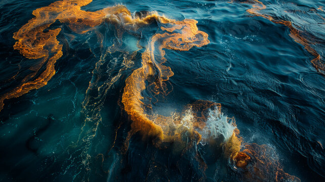 Blackened Waters.  Stark Reminder of Oil Spill Disasters