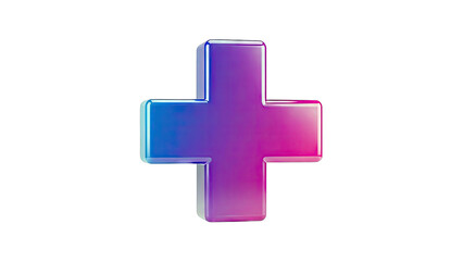 Fototapeta premium 3D Plus Sign with Gradient Colors on White Background