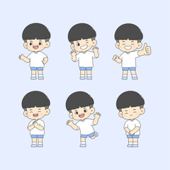 a collection of six cute chibi-style boy characters