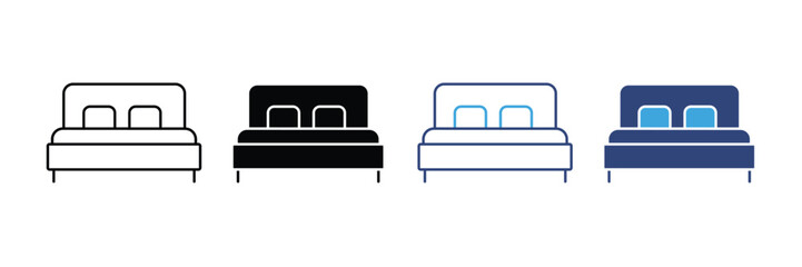 Bed vector icon set isolated on white background. rest symbol. hostel or hotel icon. vector illustration