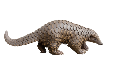Scaly pangolin PNG isolated on transparent background, unique mammal with protective armor for wildlife conservation and zoology projects