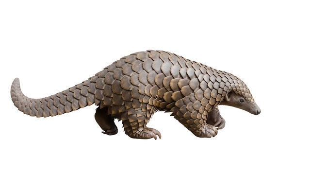Scaly pangolin PNG isolated on transparent background, unique mammal with protective armor for wildlife conservation and zoology projects
