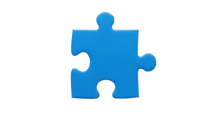 Obraz premium Blue puzzle piece PNG isolated on transparent background, jigsaw element for games and problem solving
