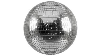 Shiny disco ball PNG isolated on transparent background, mirror ball for party, dance, celebration,...
