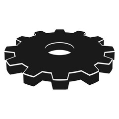 Black Gear Flat Mechanical Icon