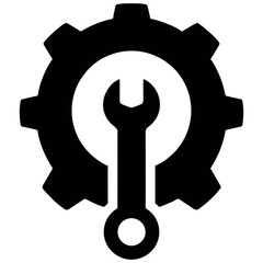 Gear With Wrench Mechanical Icon