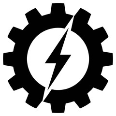 Gear Lightning Energy Icon Silhouette