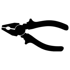 Black Pliers Tool Icon Silhouette