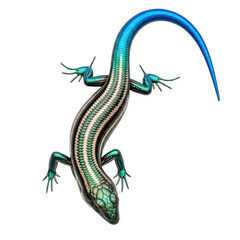 Colorful lizard with blue tail