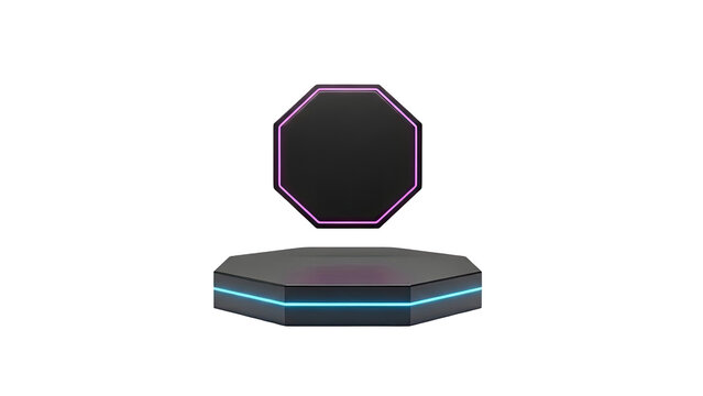 Futuristic Octagonal Pedestal with Neon Lights