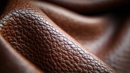 Close-up view of textured leather material showcasing its natural grain and rugged durability.