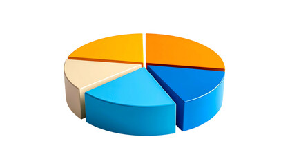 Obraz premium A 3D pie chart, rendered with a gradient, each section distinct, isolated on black