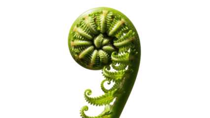 Green fern fiddlehead spiral isolated on transparent background
