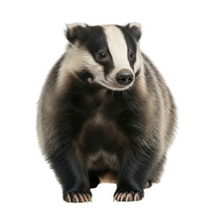 Curious badger standing alone